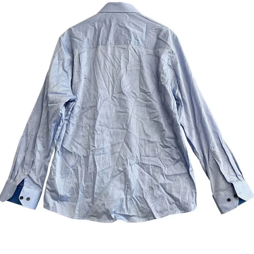 NEW Duchamp London Men's 18.5 XXL Slim Fit Dress Shirt Blue  Stretch Pattern